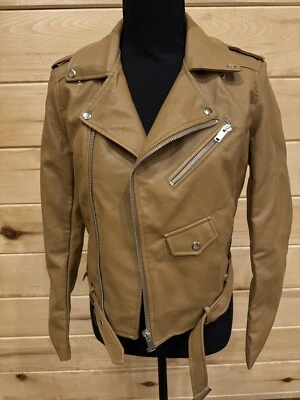 Love Tree l Vegan Leather Tan Moto Jacket Small - NWT - Image 1 of 4