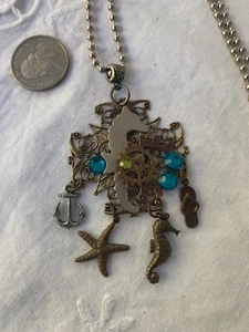 modische lange Halskette Damen Charm Strand Thema - Bild 1 von 3