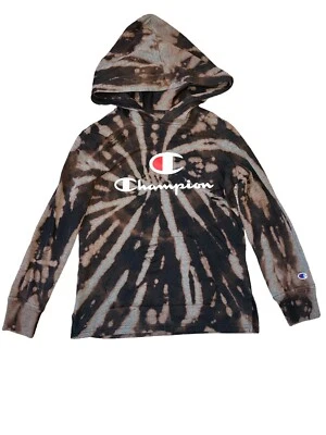Champion Girls Ligero Negro Gris Blanqueador Tie Dye Cortado Sudadera con Capucha Top S (6-6x) Foto 1 de 4