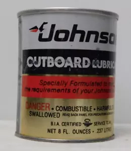 Lattina olio lubrificante fuoribordo Johnson vintage completa 8 oz - Foto 1 di 6