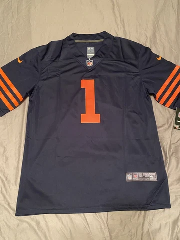 Justin Fields #1 Chicago Bears Men's Large Jersey Navy Stitched New NFL Cover