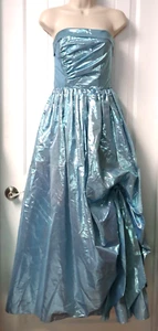 Vintage 1980s Contempo Casuals Women's Metallic Aqua Dress size 7/8 (USA) - Picture 1 of 8