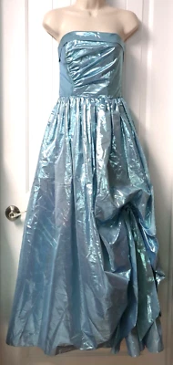 Vintage 1980s Contempo Casuals Women's Metallic Aqua Dress size 7/8 (USA) - Image 1 of 4