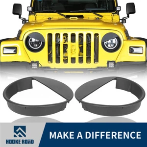 Hooke Road 2PCS Angry Bird Headlight Bezels Cover For 1997-2006 Jeep Wrangler TJ - Picture 1 of 12