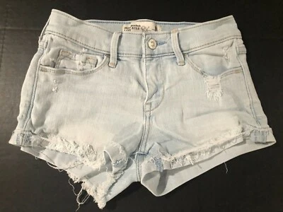 Y2K Abercrombie Fitch Jean Shorts SZ 0 Low Rise Shorties 25 Denim Women Stretch - Image 1 of 4
