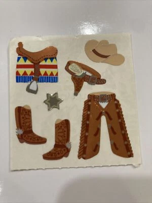 Vintage 1986 Sandylion foil shiny stickers western cowboy theme - Изображение 1 из 2