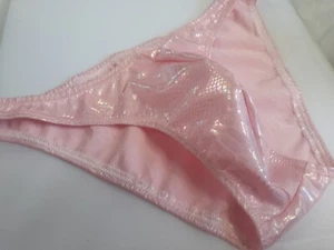 Mens Snakeskin shiny New  Handmade S M L or XL Spandex Swimwear underwear pink - Picture 1 of 3