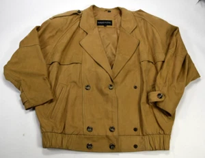 Vintage 80s Women's Medium Jacket Brown Suede Leather - Picture 1 of 7