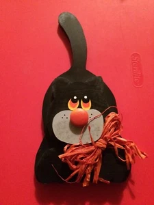 Halloween Decorations Interior Black Cat Wooden Craft Toll Country Craft Nice - Picture 1 of 3