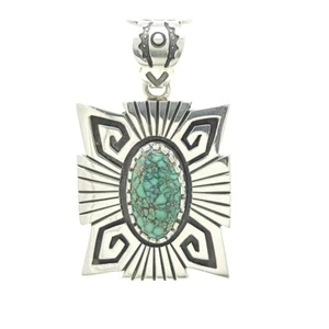 Tim Herrera Cochiti Pueblo Hecho a Mano Plata de Ley Colgante Pavo Real Variscita - Imagen 1 de 7