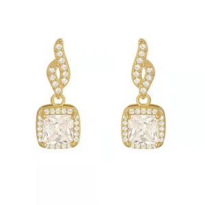 Bellissimi orecchini pendenti goccia oro realizzati con cristalli trasparenti gioielli nuovi - Foto 1 di 5