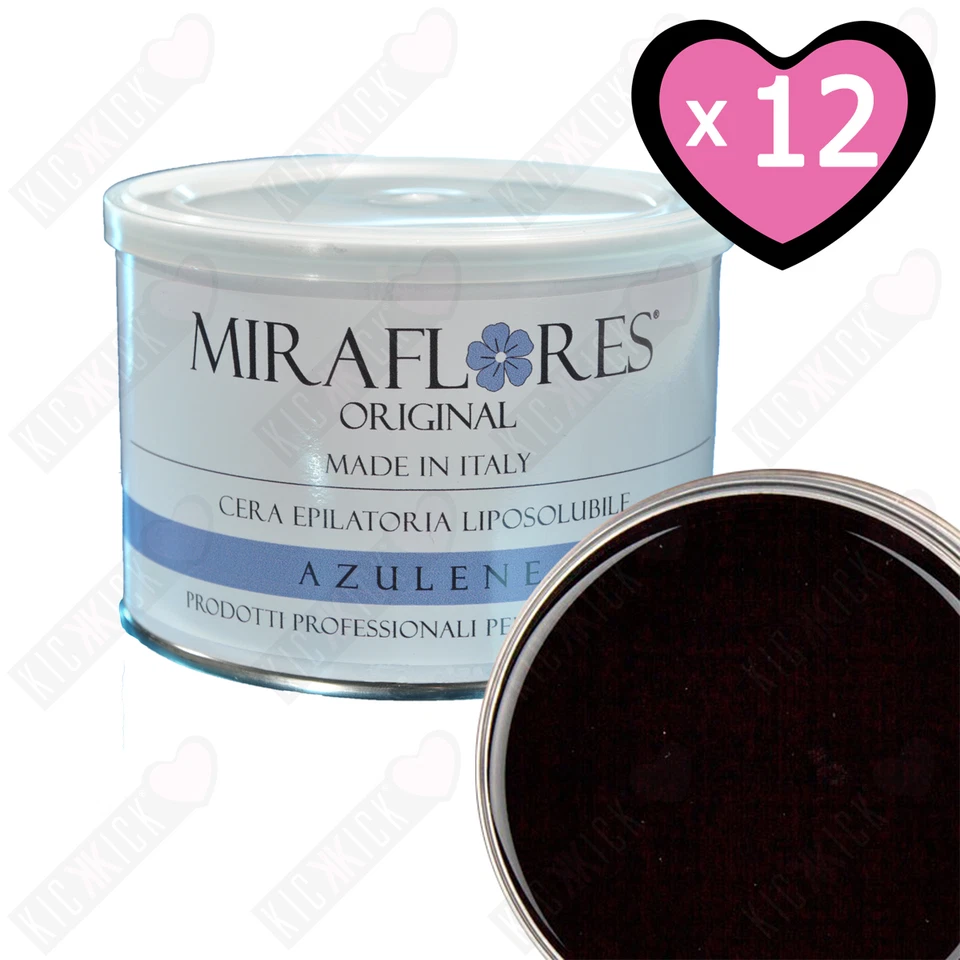 12 Barattoli Cera Depilatoria Azulene Delicata Liposolubile Miraflores 400ml - Immagine 1 di 1