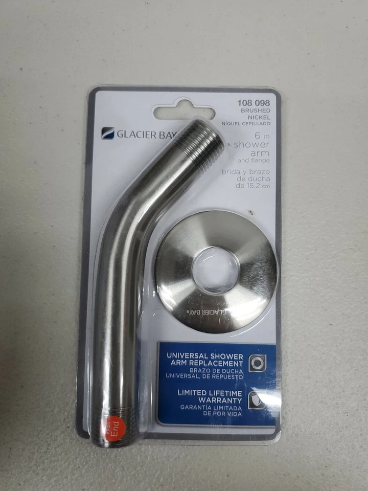 Glacier Bay 6 In. Shower Arm and Flange in Brushed Nickel 108 098