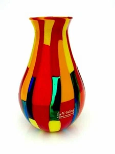 Signed! Murano A Ballarin Freeform Pezzato Bulbous Studio Vase XL Size Amazing - Picture 1 of 12