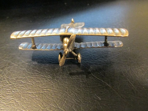 Vtg HANSA Miniature Sterling Silver WW1 German Biplane Aeroplane Plane 22g 🎁 Cover