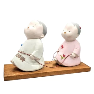 Vintage Japanese, Bisque Boy and Girl HAKATA Dolls 8" x 5" - Picture 1 of 7
