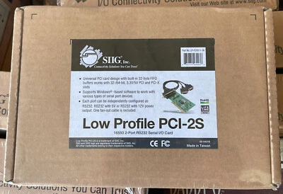 SIIG low profile PCI-2S Cards 16550 2-port RS232 Serial I/0 card LP-P20011-S6 - Image 1 of 3