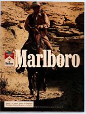 Marlboro Man Cigarettes Cowboy Horseback 1981 Print Ad 8"w x 11"t