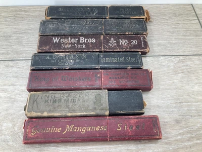 Vintage Straight Razor Lot WM Elliot Geneva Griffon Cutlery Morley Sons Germany - Image 1 of 4