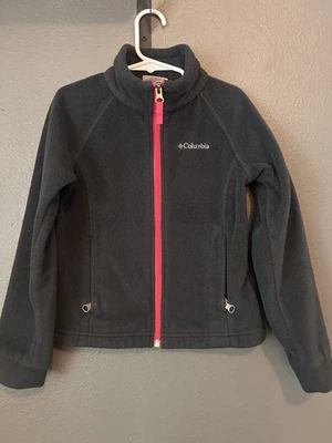 Black And Pink Columbia Fleece Zip Up Size XS / 6 6X Girls Or Boys - Image 1 of 4