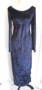 Vintage 90er DKNY langes Maxikleid Glockenärmel blau Samt Größe P neu ohne Etikett neu Hongkong - Bild 1 von 8