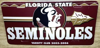 FSU Seminoles Plastic License Vanity Plate Varsity Club 2005-2006 Florida State - Image 1 of 4