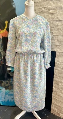 Vestido Secretaria Vintage Henry Lee Bebé Azul Floral Talla Pequeña Foto 1 de 4