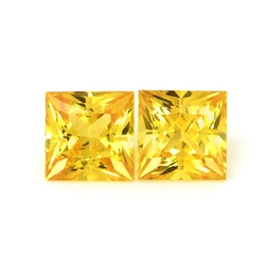 Ceylon (Sri Lanka) Princess Yellow Sapphire Pair 0.80CT - Picture 1 of 6
