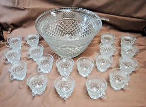 Anchor Hocking Wexford 38 Pc. Punch Bowl Set Bowl, 18 Cups & Hooks, Ladle  M5270 - Picture 1 of 24