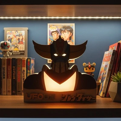 Goldrake Ufo Robot Grendizer Buste Lampada LED Legno ARTIGIANALE Custom Go Nagai - Immagine 1 di 4