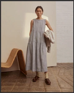 Vestido de lino a cuadros espaciales con capas Toast - XL - Imagen 1 de 15