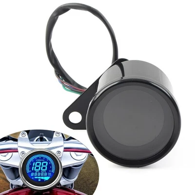 Retro Motorcycle Digital Speedometer 12V LED LCD Odometer Tachometer Fuel Mete - Image 1 of 4
