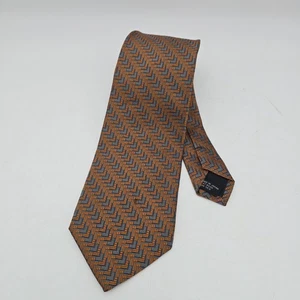 Mens J Hane Barnes Orange Gray Geometric 100% Silk Tie Made in Japan - Picture 1 of 6