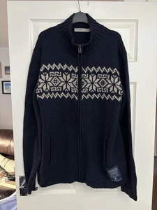 Nigel Cabourn Herren Grobstrick Wolle Full Zip Pullover Sweater Navy Blau XL Weihnachten - Bild 1 von 9