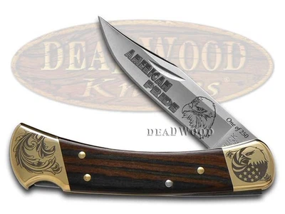 Buck 110 Folding Hunter Knife American Pride Ebony Wood 1/250 420HC Stainless - Image 1 of 4