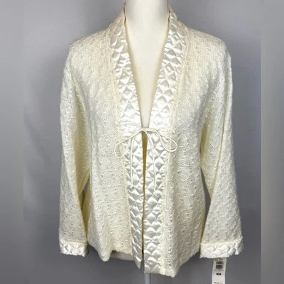 Chaqueta de cama vintage Deadstock Miss Elaine cárdigan bata abrigo corto mediano nueva con etiquetas Foto 1 de 4