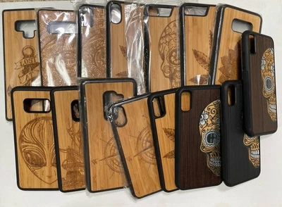 Lot Of 15 Cell Phone Cases Laser Carved Bamboo - Variety Models - Image 1 of 4