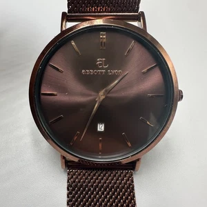 Abbott Lyon Watch Women Brown 40MM Round Case Date Window Mesh Band New Battery - Picture 1 of 12