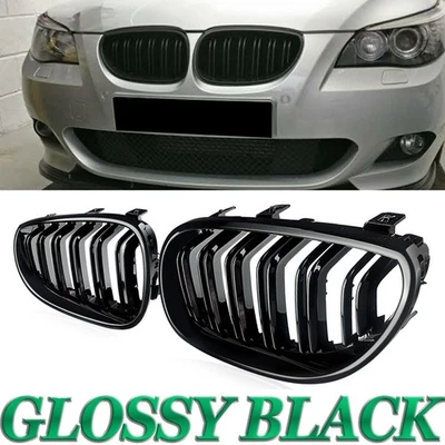 Gloss Black Front Kidney Grille For E60 E61 BMW 5 Series 2003-2010 525i 528i M5 Foto 1 de 4