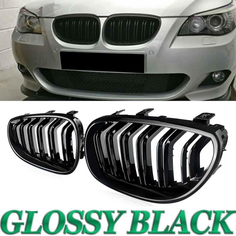 Gloss Black Front Kidney Grille For E60 E61 BMW 5 Series 2003-2010 525i 528i M5 Foto 1 de 4