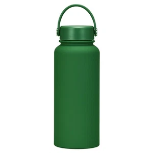 Botella de agua aislada de acero inoxidable de boca ancha verde 32 OZ frasco grande de metal - Imagen 1 de 5
