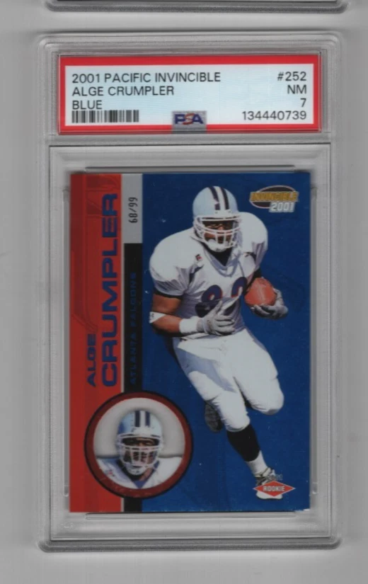 ALGE CRUMPLER 2001 PACIFIC INVINCIBLE FOOTBALL ROOKIE BLUE #D/99 PSA 7  FALCONS - Image 1 of 2