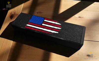 Tattered Color American Flag Logo Sliding Ammo Storage Box Case-Handgun Calibers - Image 1 of 4