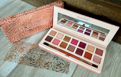 NEW Sigma Beauty Cor-De-Rosa 14 COLOR Eyeshadow Palette & Dual Ended Brush, NIB - Image 1 of 4