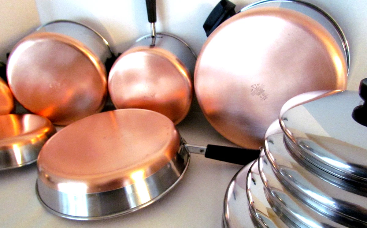 新品未開封Revere Ware ヴィンテージ ステンレス鍋 銅底 蓋付 セット