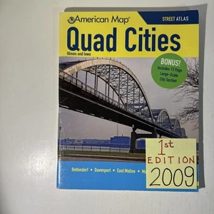 Greater Quad Cities Illinois & Iowa Street Atlas 2009 American Map Guide IL & IA - Picture 1 of 16