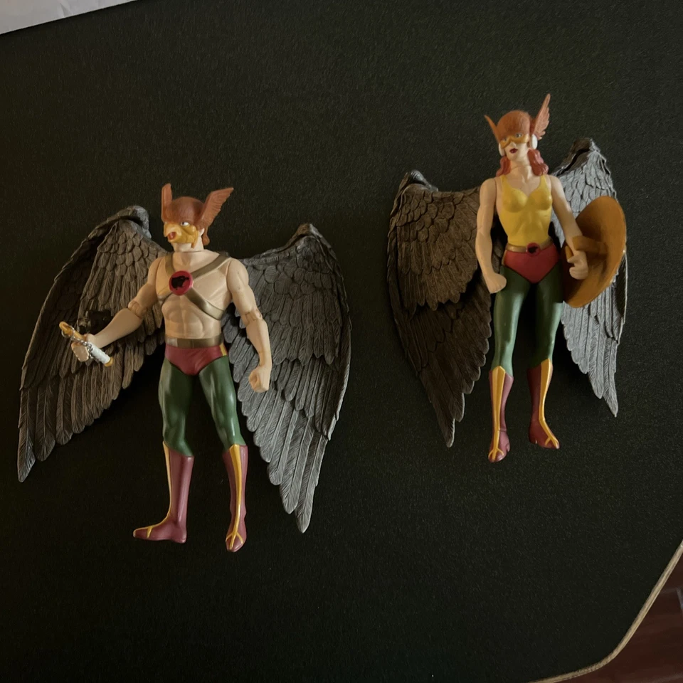 LOOSE DC Direct Silver Age Hawkman and Hawkgirl Action Figure Set 2000 DC Comics - Image 1 of 4