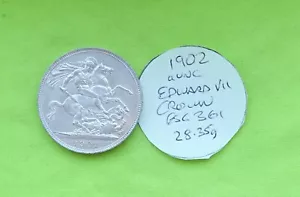 1902 aUNC UK Silver CROWN coin Edward VII (1902 - 1910) 28.35grams ESC361 - Picture 1 of 9