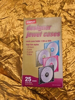 NEW - DESIGNER JEWEL CASE by STAPLES - Pack of 25 CD and DVD Case CASES # 636312 - Image 1 of 4