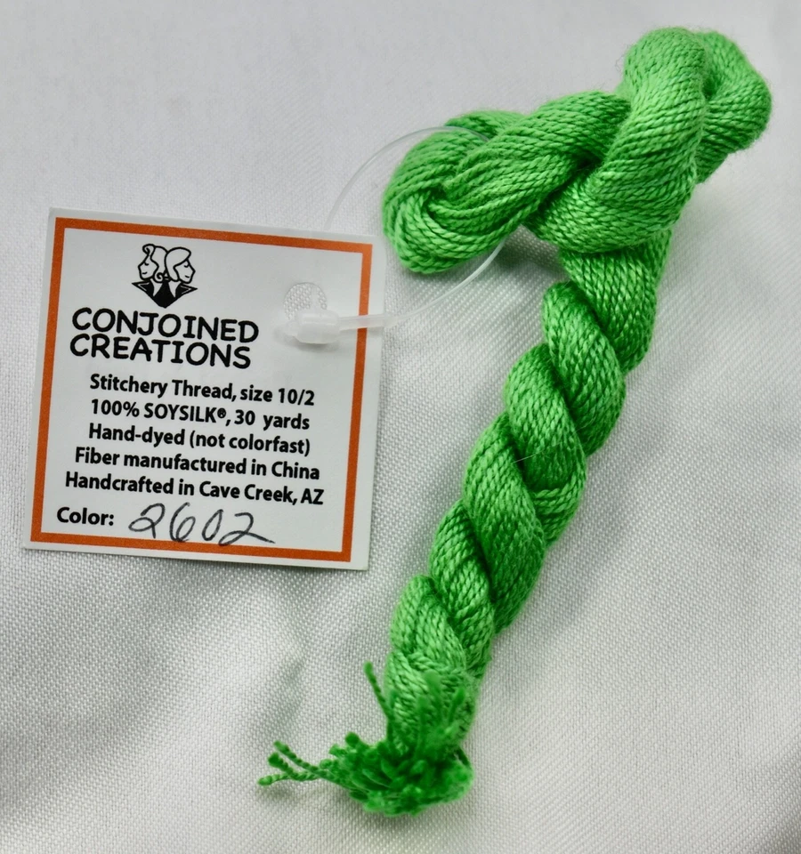 Conjoined Creations Thread 100% Soy silk 10/2 30 yards hand-dyed green 2602 - Image 1 of 1